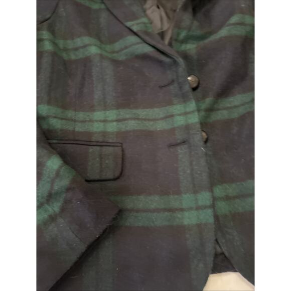 NEW GAP Wool Blend Green Navy Tartan Plaid Academy Blazer Jacket Size 8 - Picture 5 of 12